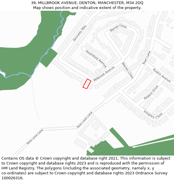 39, MILLBROOK AVENUE, DENTON, MANCHESTER, M34 2DQ: Location map and indicative extent of plot