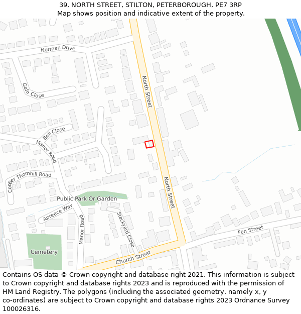 39, NORTH STREET, STILTON, PETERBOROUGH, PE7 3RP: Location map and indicative extent of plot