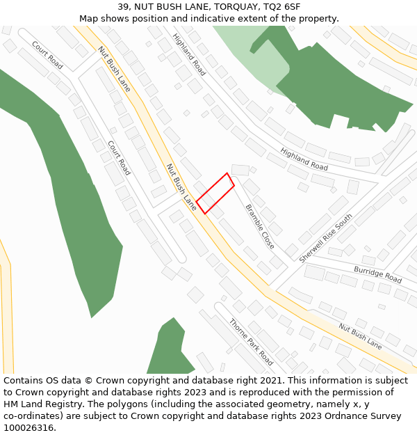 39, NUT BUSH LANE, TORQUAY, TQ2 6SF: Location map and indicative extent of plot