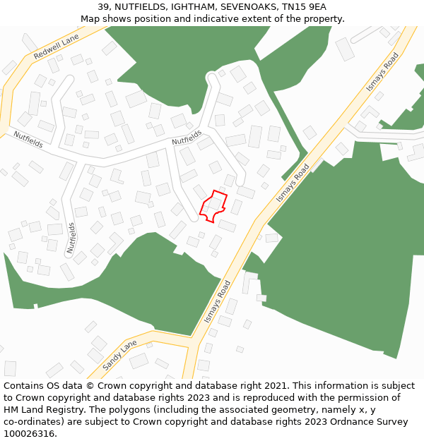 39, NUTFIELDS, IGHTHAM, SEVENOAKS, TN15 9EA: Location map and indicative extent of plot