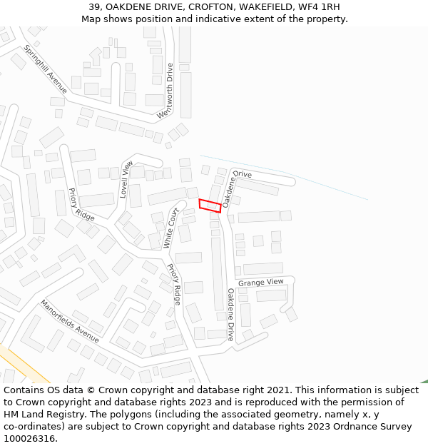 39, OAKDENE DRIVE, CROFTON, WAKEFIELD, WF4 1RH: Location map and indicative extent of plot