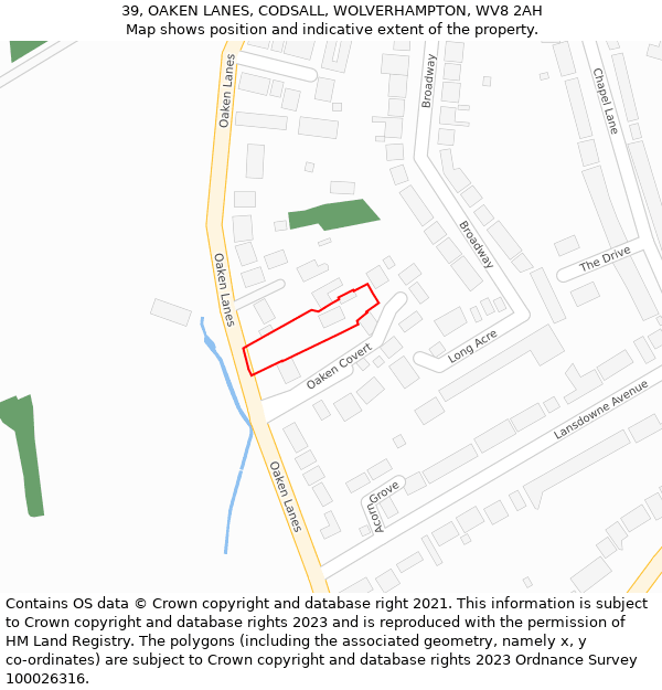 39, OAKEN LANES, CODSALL, WOLVERHAMPTON, WV8 2AH: Location map and indicative extent of plot