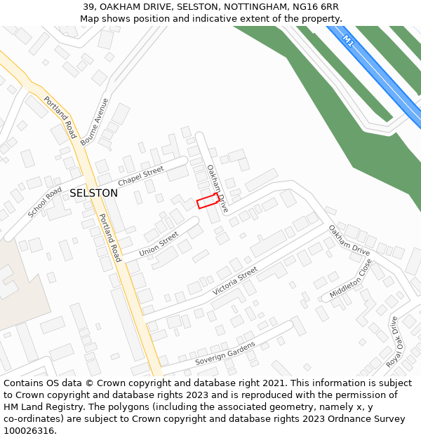 39, OAKHAM DRIVE, SELSTON, NOTTINGHAM, NG16 6RR: Location map and indicative extent of plot