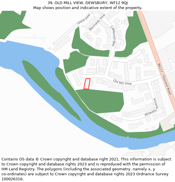 39, OLD MILL VIEW, DEWSBURY, WF12 9QJ: Location map and indicative extent of plot