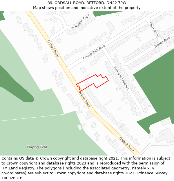 39, ORDSALL ROAD, RETFORD, DN22 7PW: Location map and indicative extent of plot