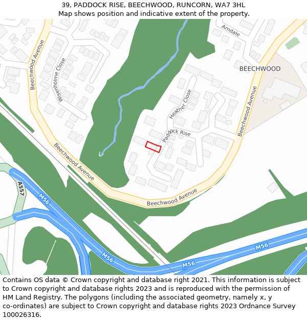 39, PADDOCK RISE, BEECHWOOD, RUNCORN, WA7 3HL: Location map and indicative extent of plot