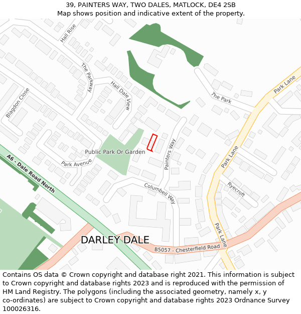 39, PAINTERS WAY, TWO DALES, MATLOCK, DE4 2SB: Location map and indicative extent of plot