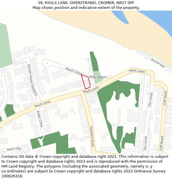 39, PAULS LANE, OVERSTRAND, CROMER, NR27 0PF: Location map and indicative extent of plot