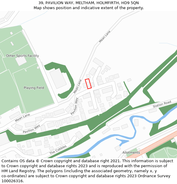 39, PAVILION WAY, MELTHAM, HOLMFIRTH, HD9 5QN: Location map and indicative extent of plot