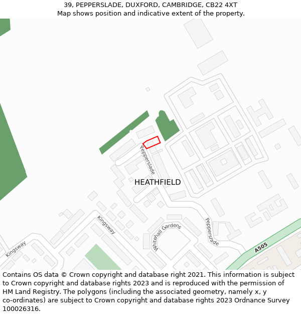 39, PEPPERSLADE, DUXFORD, CAMBRIDGE, CB22 4XT: Location map and indicative extent of plot