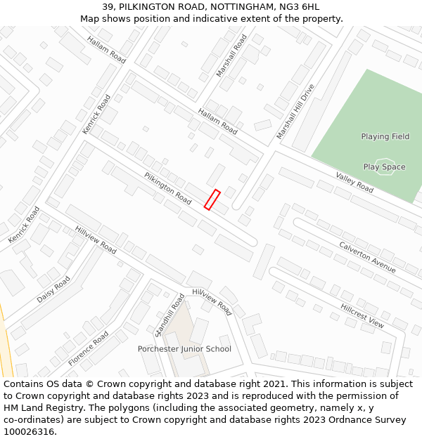 39, PILKINGTON ROAD, NOTTINGHAM, NG3 6HL: Location map and indicative extent of plot