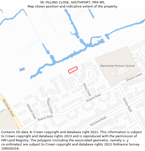 39, PILLING CLOSE, SOUTHPORT, PR9 9PL: Location map and indicative extent of plot