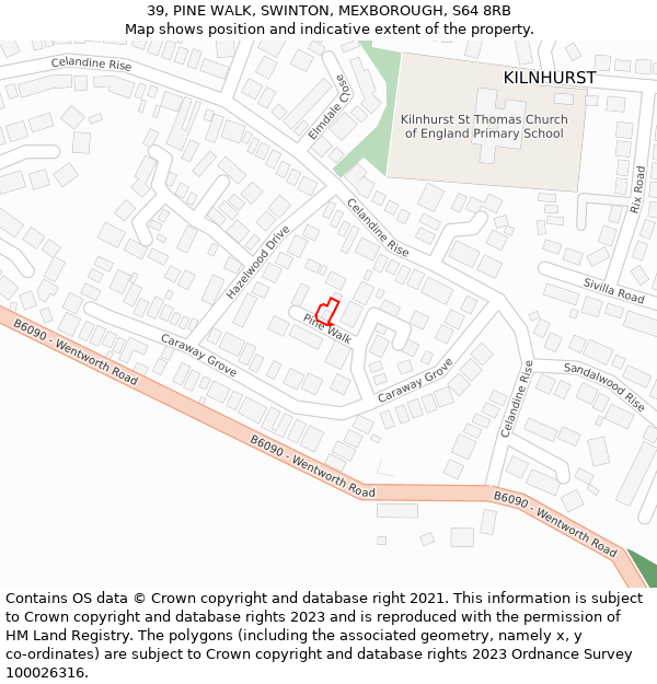 39, PINE WALK, SWINTON, MEXBOROUGH, S64 8RB: Location map and indicative extent of plot