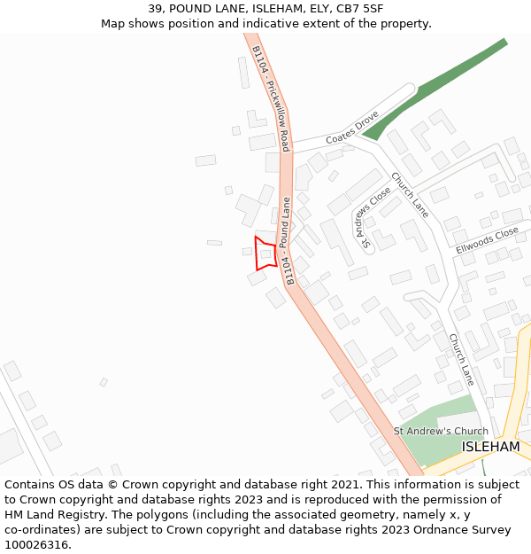 39, POUND LANE, ISLEHAM, ELY, CB7 5SF: Location map and indicative extent of plot