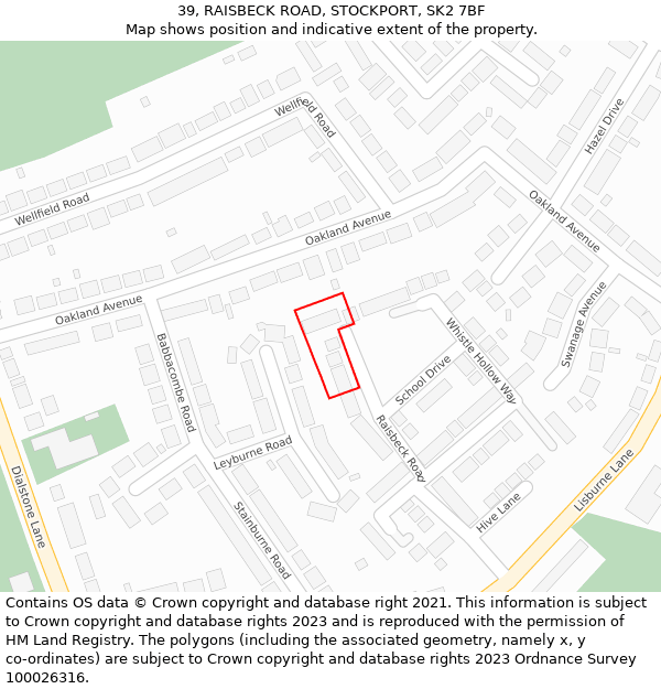 39, RAISBECK ROAD, STOCKPORT, SK2 7BF: Location map and indicative extent of plot