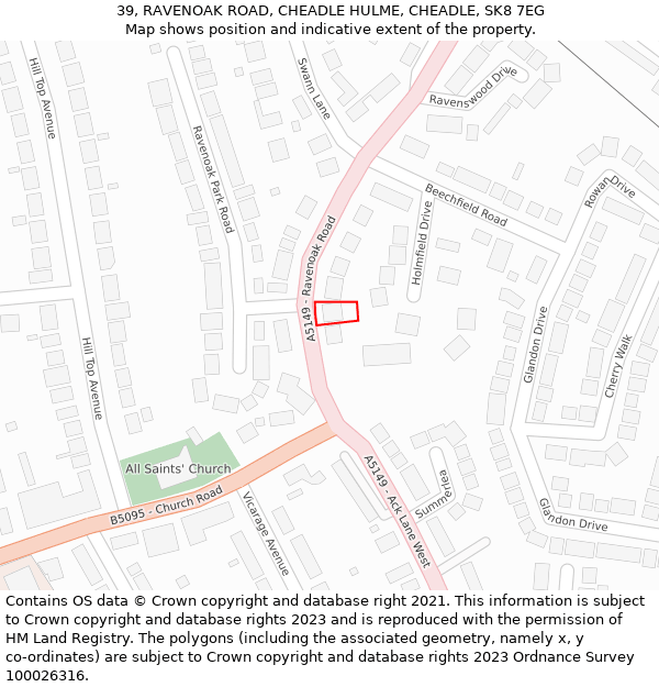 39, RAVENOAK ROAD, CHEADLE HULME, CHEADLE, SK8 7EG: Location map and indicative extent of plot