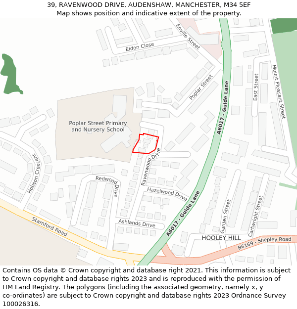 39, RAVENWOOD DRIVE, AUDENSHAW, MANCHESTER, M34 5EF: Location map and indicative extent of plot