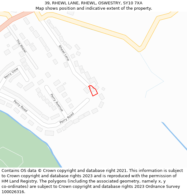 39, RHEWL LANE, RHEWL, OSWESTRY, SY10 7XA: Location map and indicative extent of plot