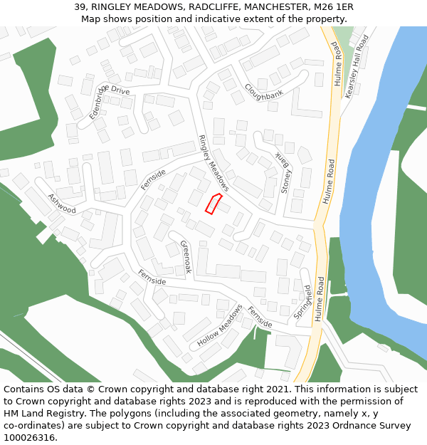 39, RINGLEY MEADOWS, RADCLIFFE, MANCHESTER, M26 1ER: Location map and indicative extent of plot