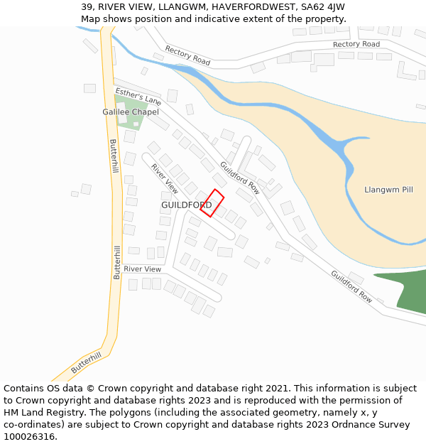 39, RIVER VIEW, LLANGWM, HAVERFORDWEST, SA62 4JW: Location map and indicative extent of plot