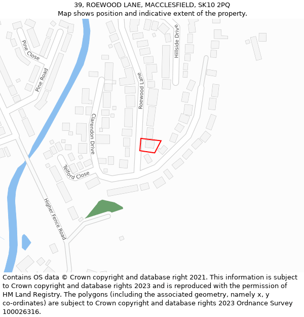 39, ROEWOOD LANE, MACCLESFIELD, SK10 2PQ: Location map and indicative extent of plot