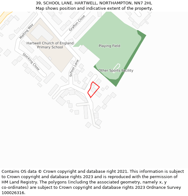 39, SCHOOL LANE, HARTWELL, NORTHAMPTON, NN7 2HL: Location map and indicative extent of plot