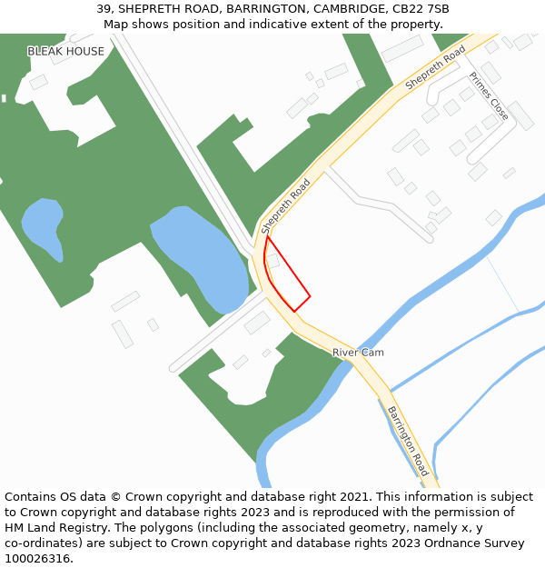 39, SHEPRETH ROAD, BARRINGTON, CAMBRIDGE, CB22 7SB: Location map and indicative extent of plot