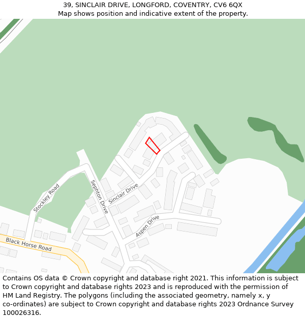 39, SINCLAIR DRIVE, LONGFORD, COVENTRY, CV6 6QX: Location map and indicative extent of plot