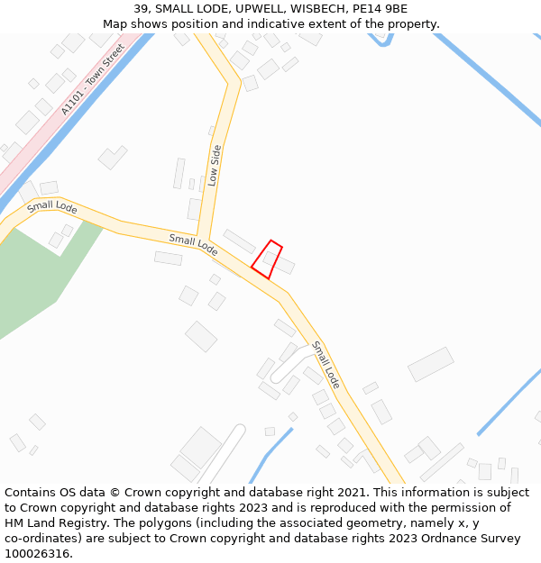 39, SMALL LODE, UPWELL, WISBECH, PE14 9BE: Location map and indicative extent of plot