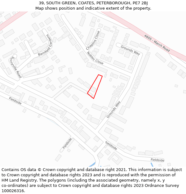 39, SOUTH GREEN, COATES, PETERBOROUGH, PE7 2BJ: Location map and indicative extent of plot