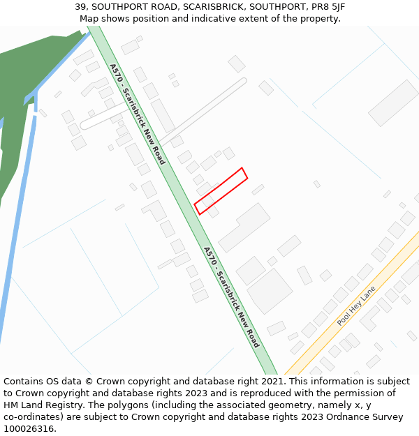 39, SOUTHPORT ROAD, SCARISBRICK, SOUTHPORT, PR8 5JF: Location map and indicative extent of plot