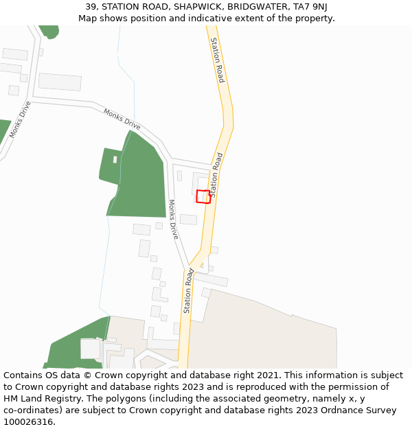 39, STATION ROAD, SHAPWICK, BRIDGWATER, TA7 9NJ: Location map and indicative extent of plot