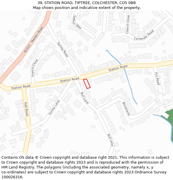 39, STATION ROAD, TIPTREE, COLCHESTER, CO5 0BB: Location map and indicative extent of plot