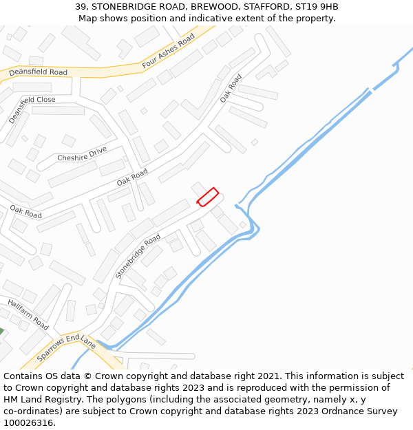 39, STONEBRIDGE ROAD, BREWOOD, STAFFORD, ST19 9HB: Location map and indicative extent of plot