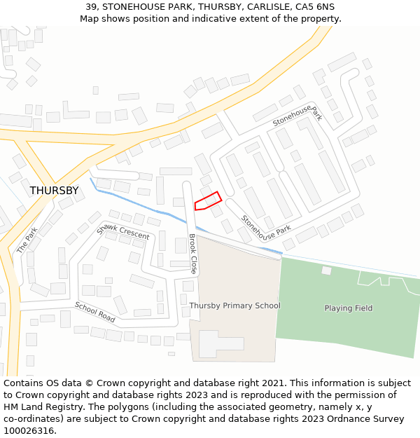 39, STONEHOUSE PARK, THURSBY, CARLISLE, CA5 6NS: Location map and indicative extent of plot