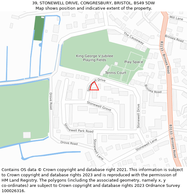 39, STONEWELL DRIVE, CONGRESBURY, BRISTOL, BS49 5DW: Location map and indicative extent of plot