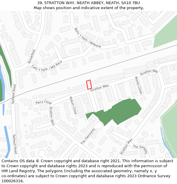 39, STRATTON WAY, NEATH ABBEY, NEATH, SA10 7BU: Location map and indicative extent of plot