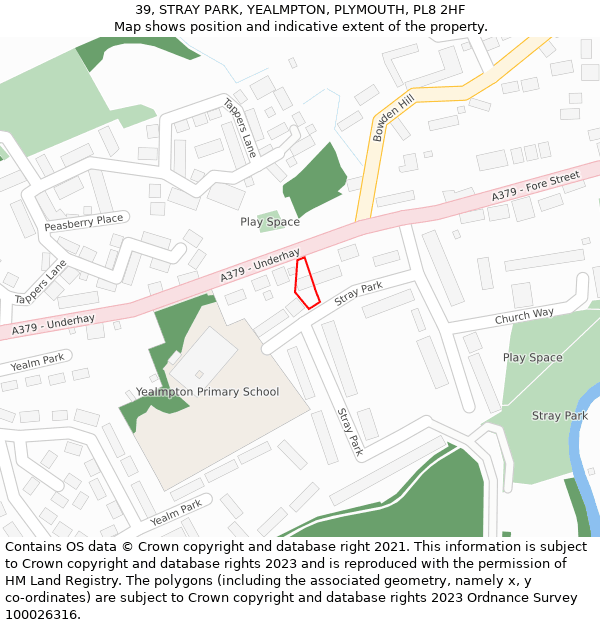 39, STRAY PARK, YEALMPTON, PLYMOUTH, PL8 2HF: Location map and indicative extent of plot