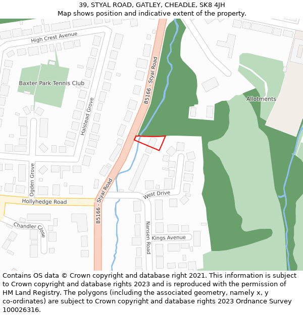 39, STYAL ROAD, GATLEY, CHEADLE, SK8 4JH: Location map and indicative extent of plot