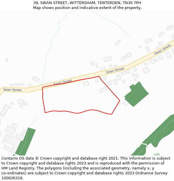 39, SWAN STREET, WITTERSHAM, TENTERDEN, TN30 7PH: Location map and indicative extent of plot