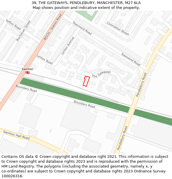 39, THE GATEWAYS, PENDLEBURY, MANCHESTER, M27 6LA: Location map and indicative extent of plot