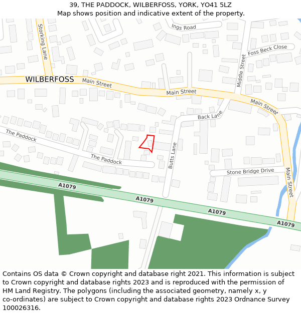 39, THE PADDOCK, WILBERFOSS, YORK, YO41 5LZ: Location map and indicative extent of plot