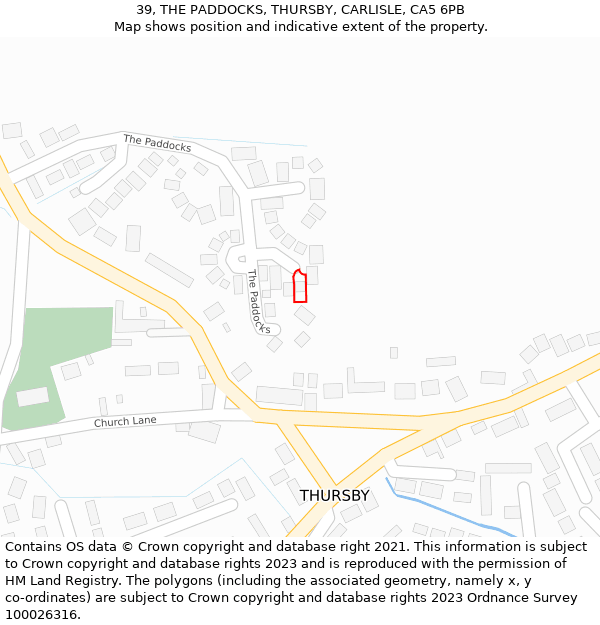 39, THE PADDOCKS, THURSBY, CARLISLE, CA5 6PB: Location map and indicative extent of plot