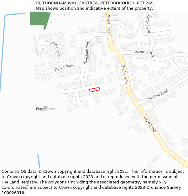 39, THORNHAM WAY, EASTREA, PETERBOROUGH, PE7 2AS: Location map and indicative extent of plot