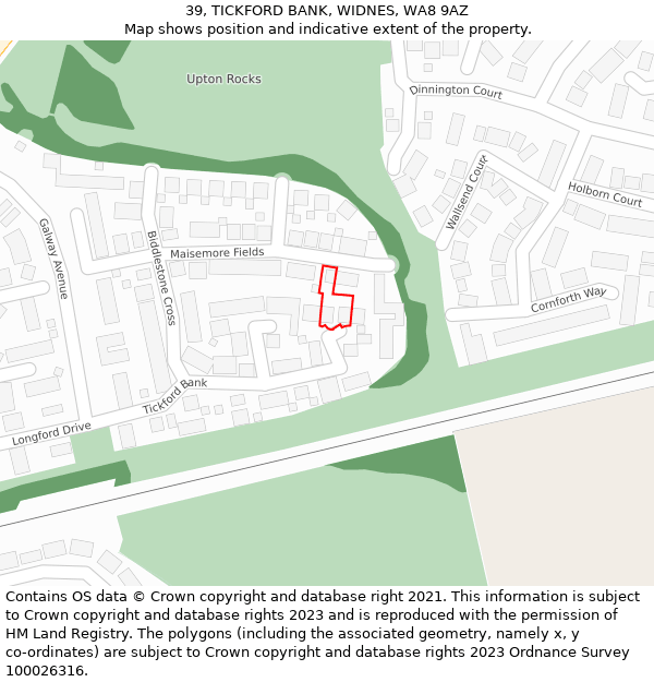 39, TICKFORD BANK, WIDNES, WA8 9AZ: Location map and indicative extent of plot