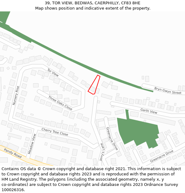 39, TOR VIEW, BEDWAS, CAERPHILLY, CF83 8HE: Location map and indicative extent of plot