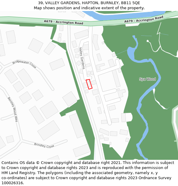 39, VALLEY GARDENS, HAPTON, BURNLEY, BB11 5QE: Location map and indicative extent of plot