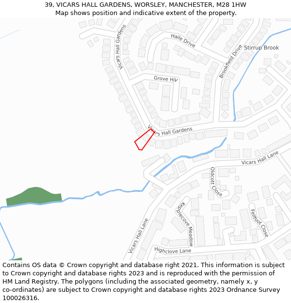 39, VICARS HALL GARDENS, WORSLEY, MANCHESTER, M28 1HW: Location map and indicative extent of plot