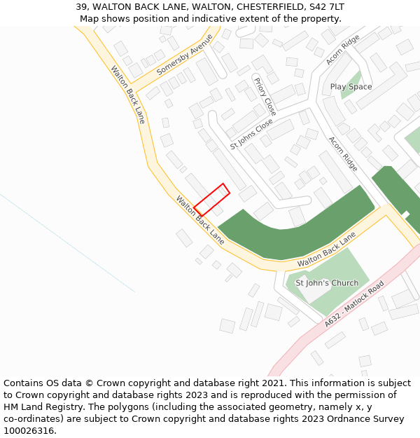 39, WALTON BACK LANE, WALTON, CHESTERFIELD, S42 7LT: Location map and indicative extent of plot