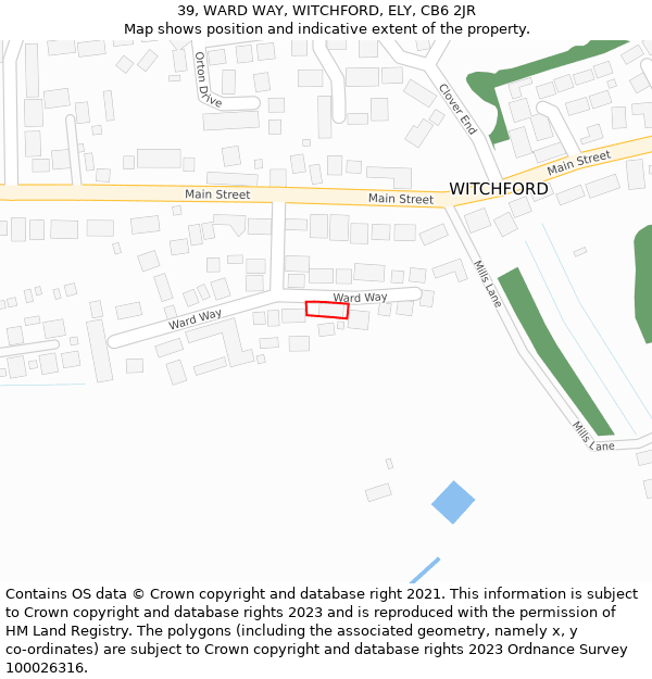 39, WARD WAY, WITCHFORD, ELY, CB6 2JR: Location map and indicative extent of plot